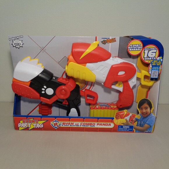 RYAN vs COMBO PANDA From Ryan's World New Ryan's Dart Tag / 6 Shot Blaster - Picture 1 of 15